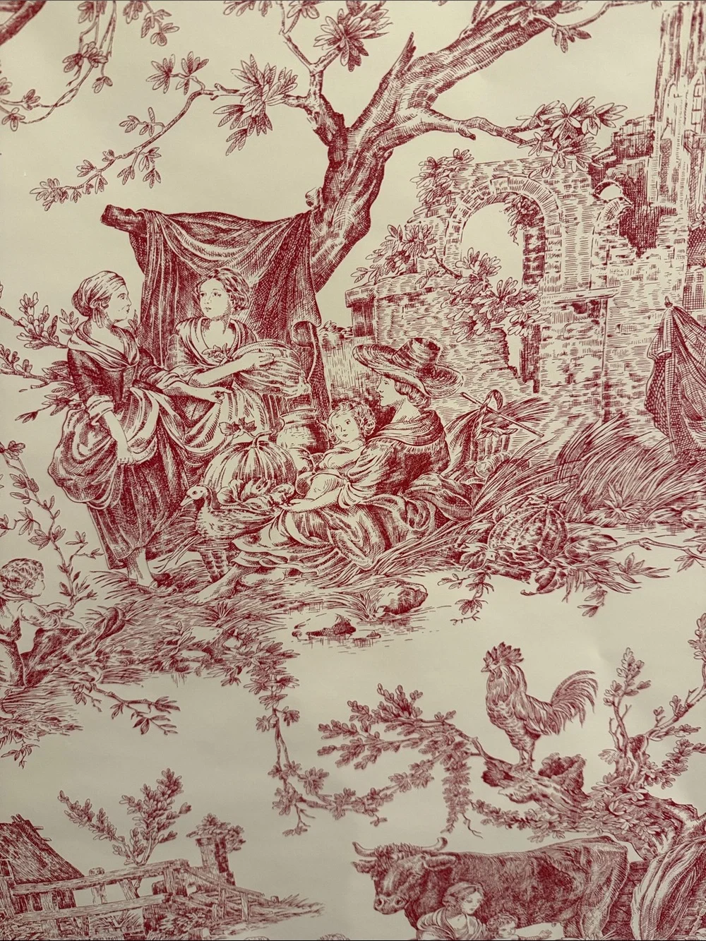 THIBAUT Red Toile Wallpaper - 7 double rolls NWT